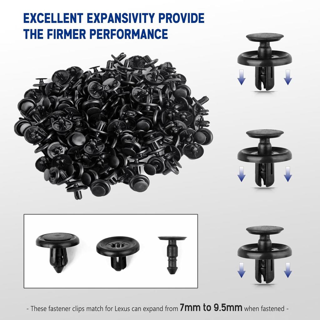 120 Pcs Engine Under Cover Push-Type Retainer Clips Compatible With Toyota Lexus Camry Corolla Body Clips Replace 90467-07201 With Tool