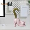 Kerámia cica virágcserép zamatos ültető edény vízelvezető nyílással Egyedi dizájn, minimalista stílusú állati bonsai tartó virágtartó