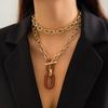Trendy European & American Multi-layer Geometric Metal Clavicle Necklace for Women