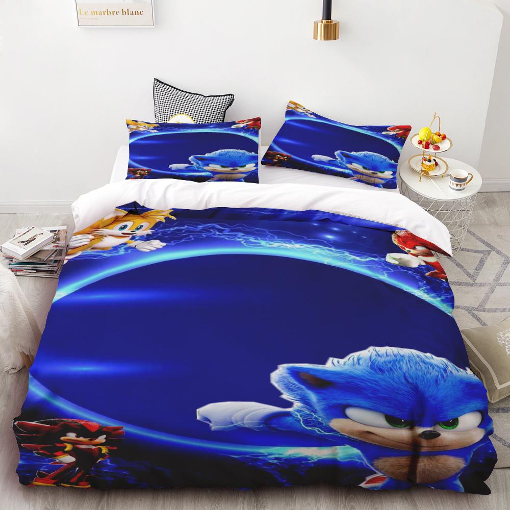 Kids Sonic Duvet Cover Hedgehog Cartoon Bedding Set Quilt Cover Set Twin Full Queen Comforter Cover Bedroom Gifts