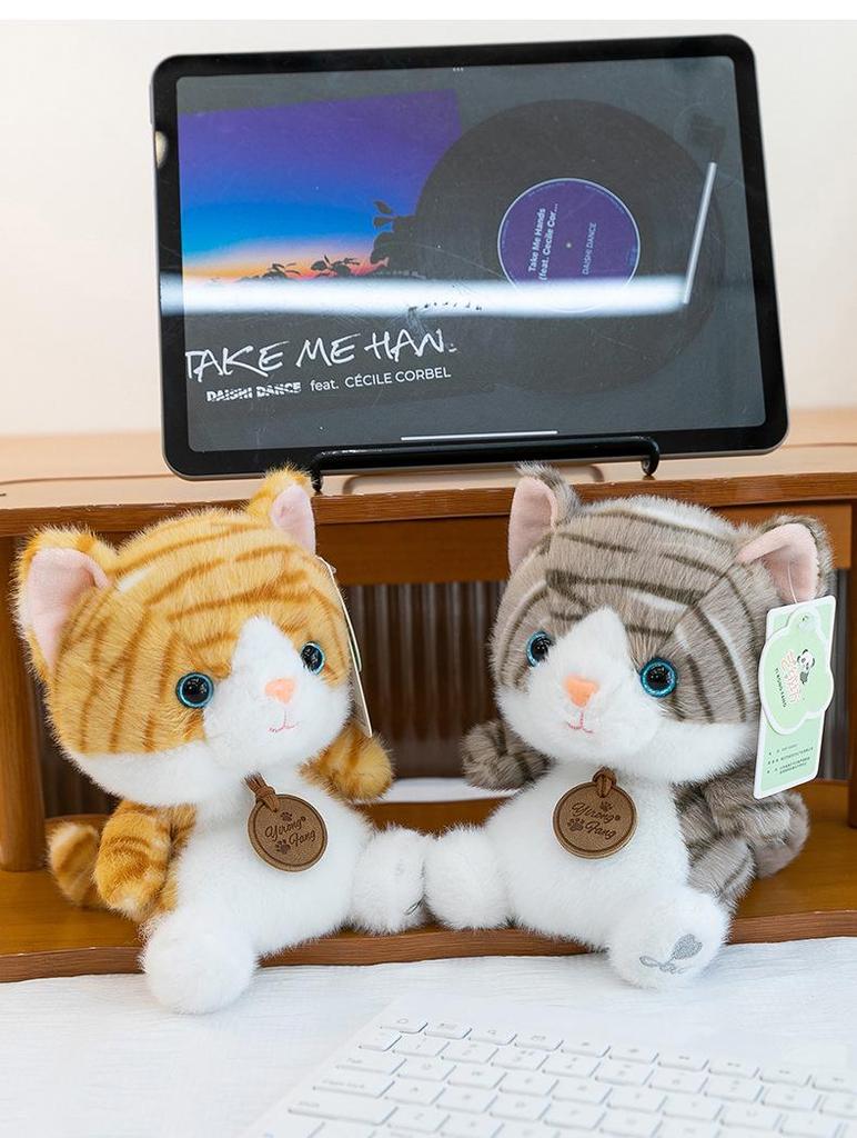 Striped Cat Plush Doll for Kids' Sleep Comfort & Desk Decor