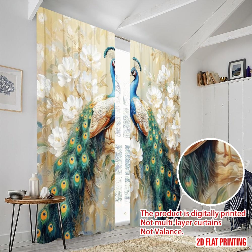 2 Stück, 2D-Ebene Druck Beliebte Vorhänge Pfaueneleganz Langlebiges Polyester (ohne Stange) Dekorationen für Zuhause für Schlafzimmer &