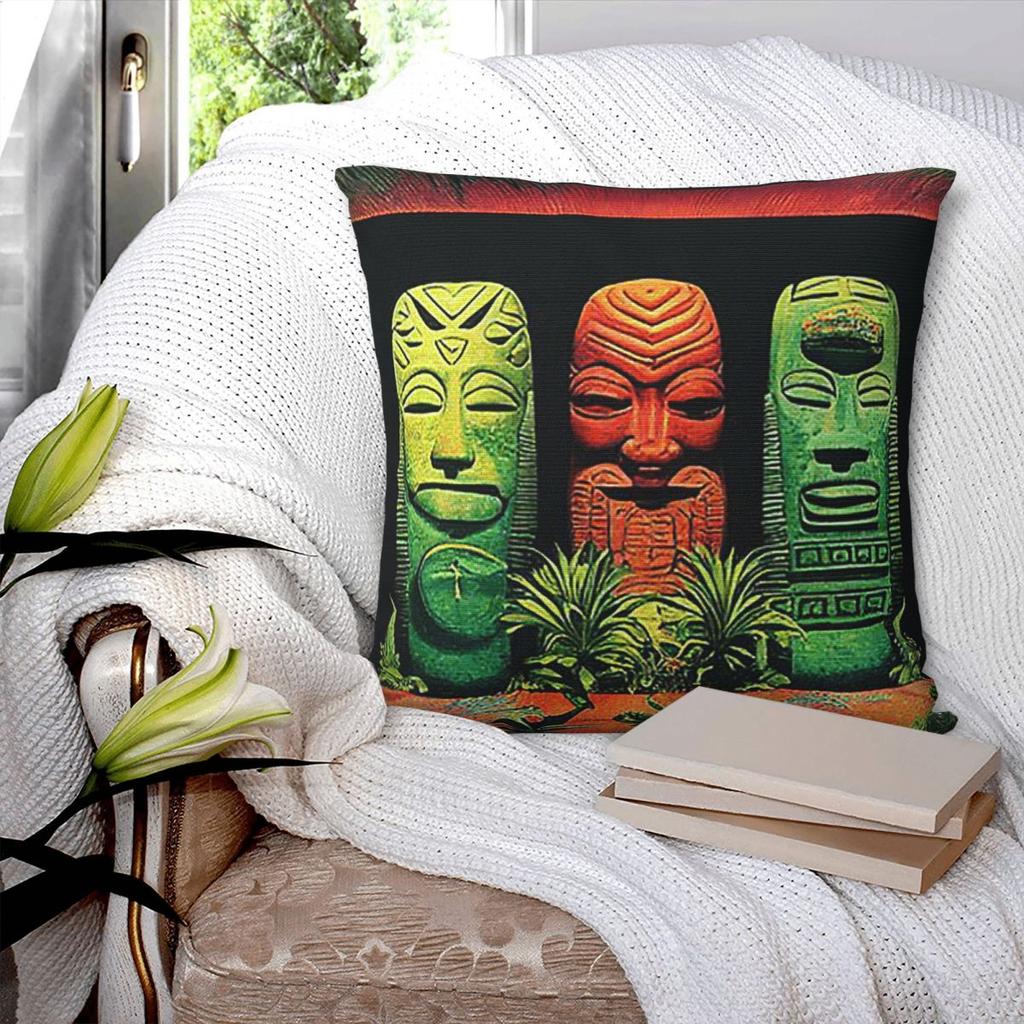 Garden Of Tikis Tiki Mask Square Pillowcase Pillow Cover Cushion Zip Decorative Comfort Throw Pillow for Home Living Room