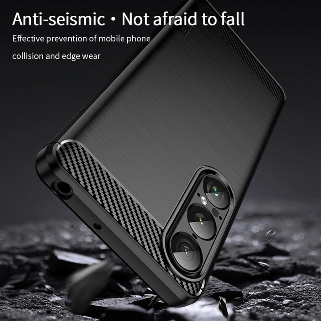 For Sony Xperia 1 VII Back Cover MOFI Brushed Texture Carbon Fiber Soft TPU Case