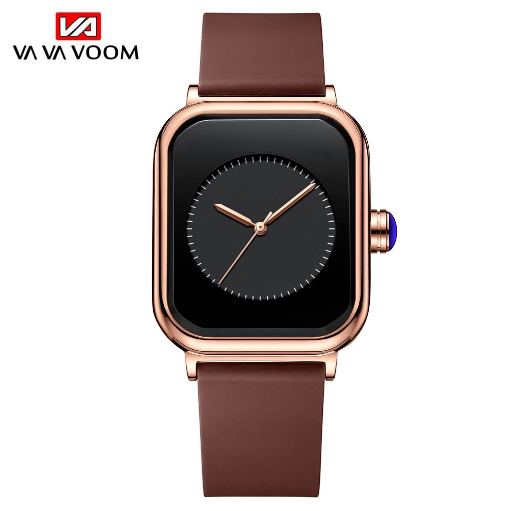 VA VA VOOM Ladies Waterproof Silicone Strap Watch Square Women's Watch Student Trend Imitation Apple Smart Large Dial Quartz Watch