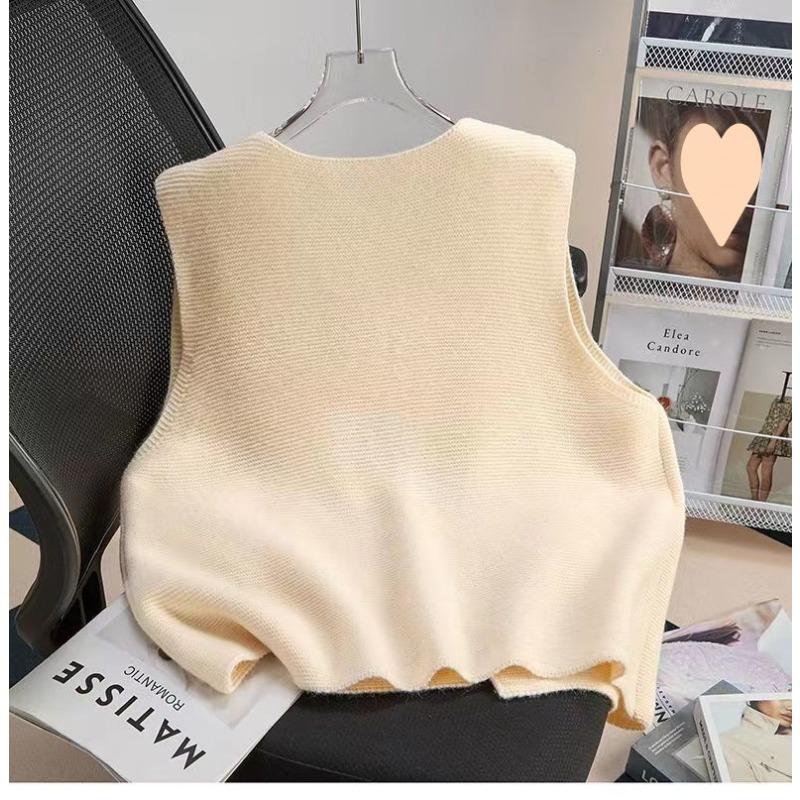 Spring and Autumn Women's Knitted Vest Sweet and Cute Style Casual Vest Women's Wear