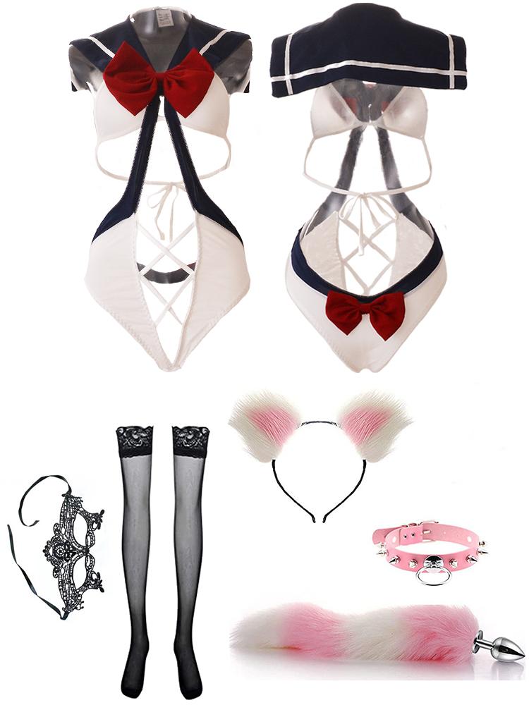 Sexy Lingerie SchoolGirl Babydoll Role Costume Women Erotic Cosplay Student Uniform Maid Mini JK Skirt Tube Dress Sensual Outfit