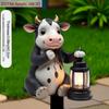 Decorazione Palo da Giardino Acrilico Piatto 2D, Design Carino Mucca & Lanterna per Fioriere, Ideale per Patio Esterno & Regalo