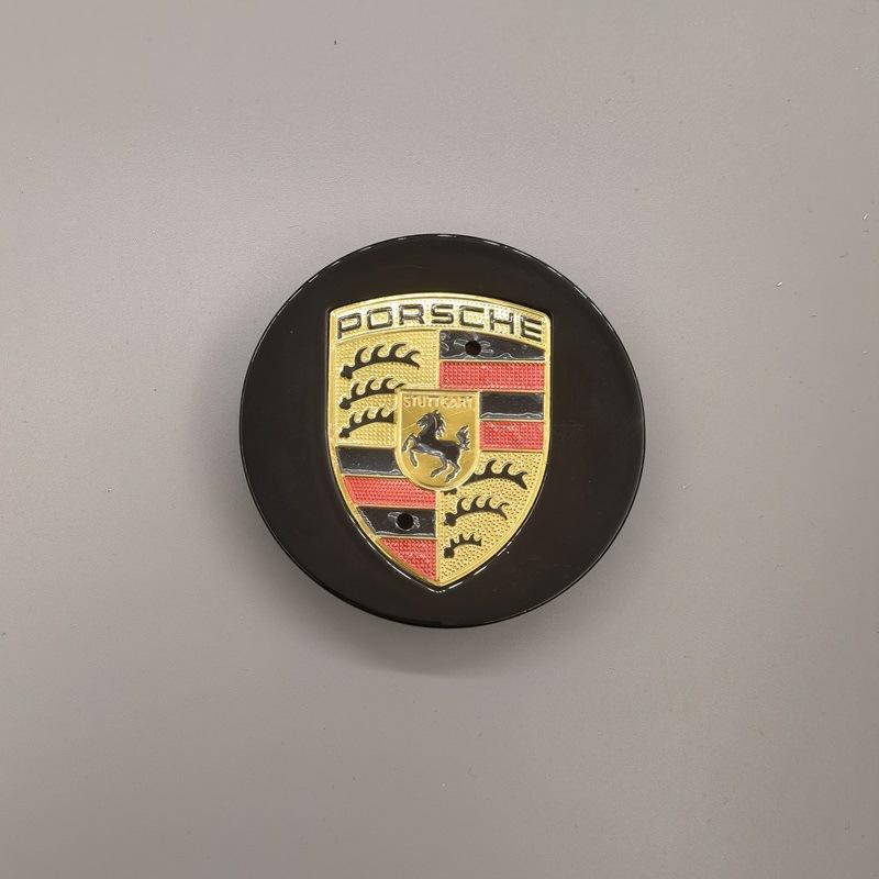 Porsche Radnabenkappen Abzeichen Emblem - 76mm - Schwarz 4 Stück