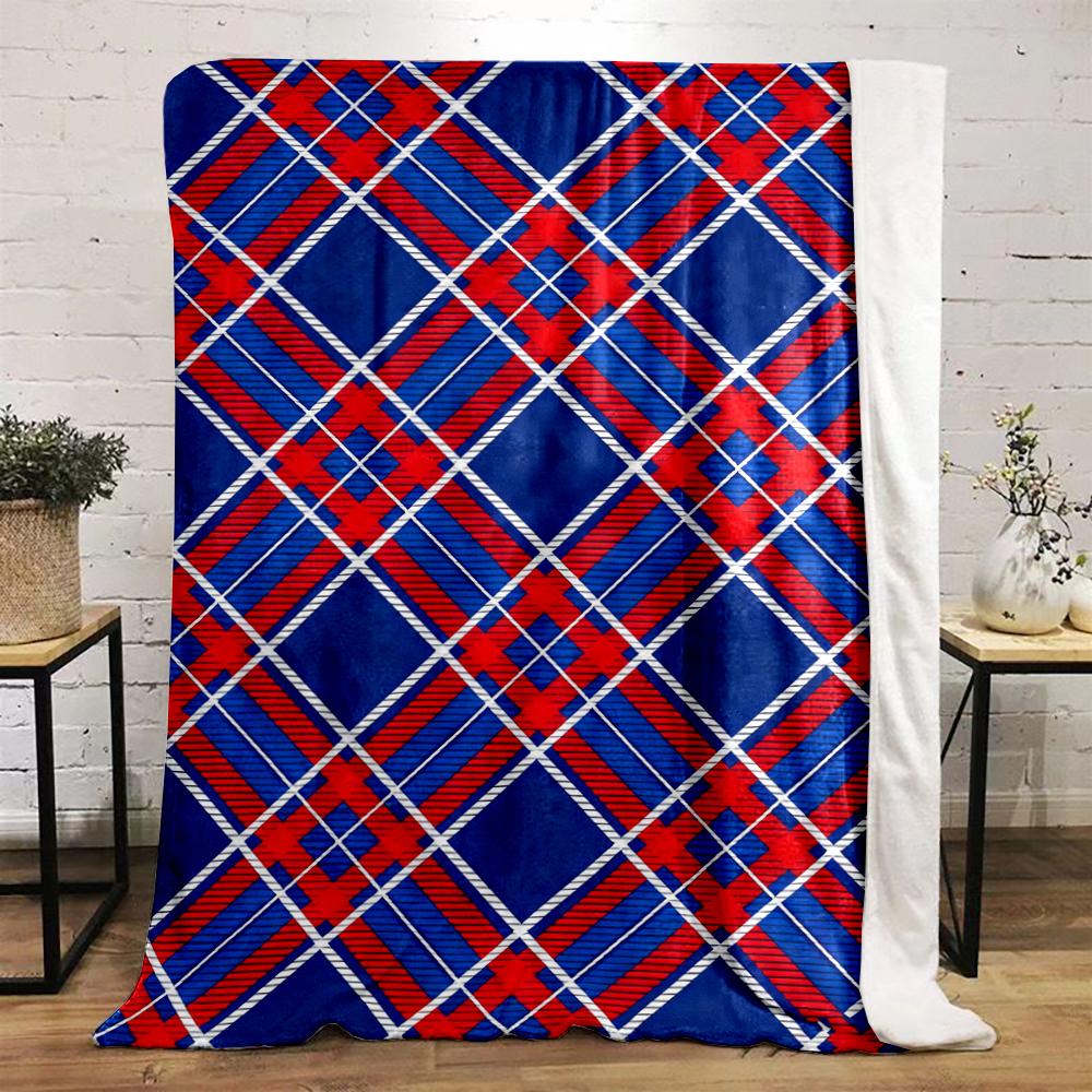 Red and Blue Plaid Pattern Blanket Flannel blanket for bedroom, living room, sofa, and nap sofas.