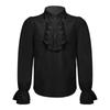 Boys Renaissance Shirt Long Sleeve Turndown Collar Ruffle Lace Cuffs Button Front Solid Color Costume Top for Historical Events