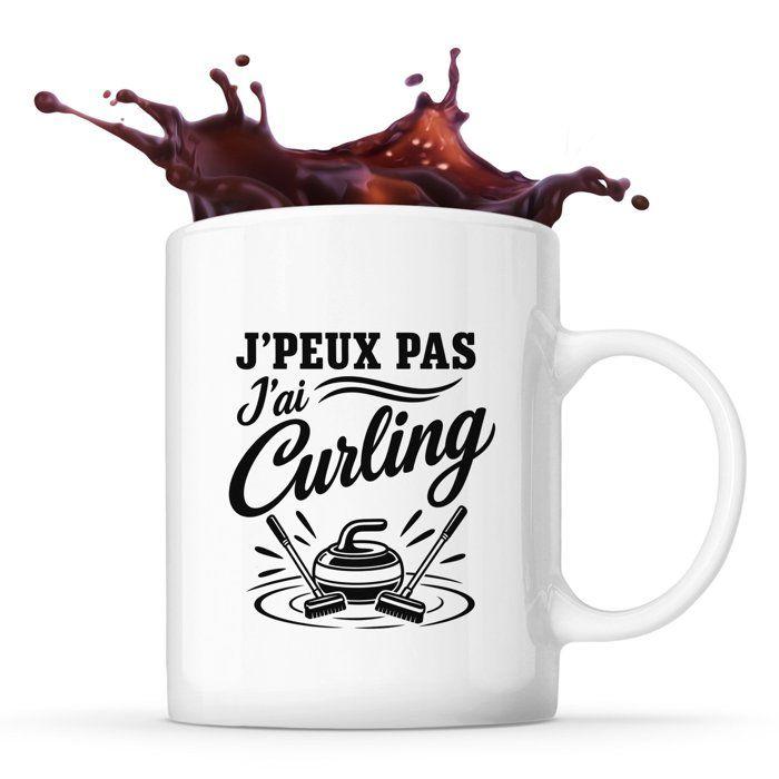 Mug - PLANETEE - J’peux pas j’ai Curling - Céramique 330 ml - Compatible lave-vaisselle - Imprimé en Bretagne