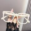 Unisex Square Frame Optical Glasses Fashion Anti Blue Light Plain Eyewear Oversized Computer Finished Prescription Eyeglasses