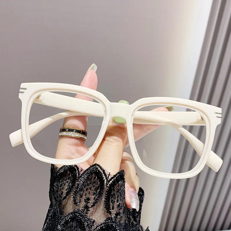 Unisex Square Frame Optical Glasses Fashion Anti Blue Light Plain Eyewear Oversized Computer Finished Prescription Eyeglasses