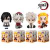 4PCS Demon Slayer Chibi Anime Figures Set Kawaii Rengoku Obanai Sanemi Douma Mini PVC Sitting Statues Collectible Toys