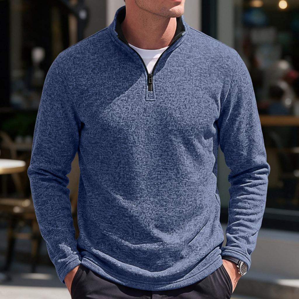 Men's Quarter-Zip Pullover Long Sleeve Stand Collar Sweatshirt Casual Loose Top