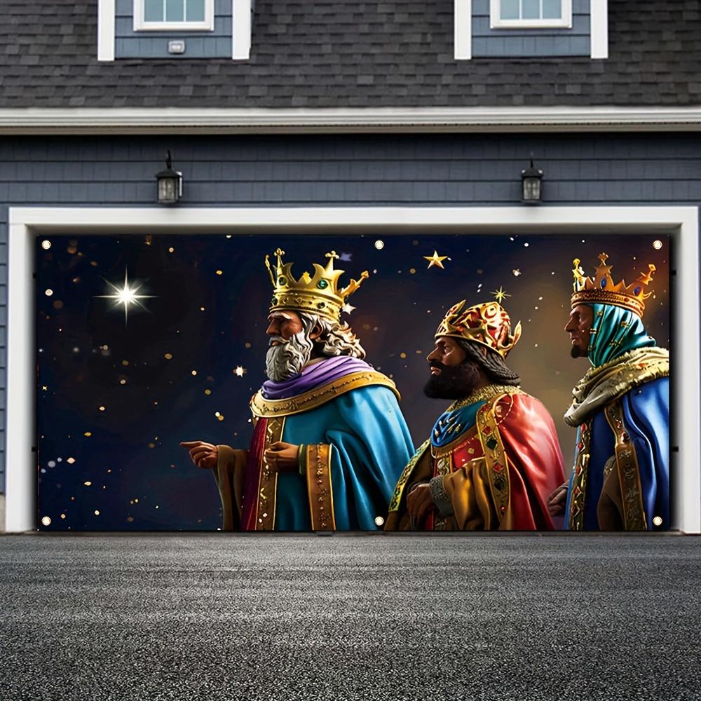 Weihnachts Garagenbanner - Krippenszene mit Stern und Heiligen Drei Königen Geeignet für Außen- und Innendekoration