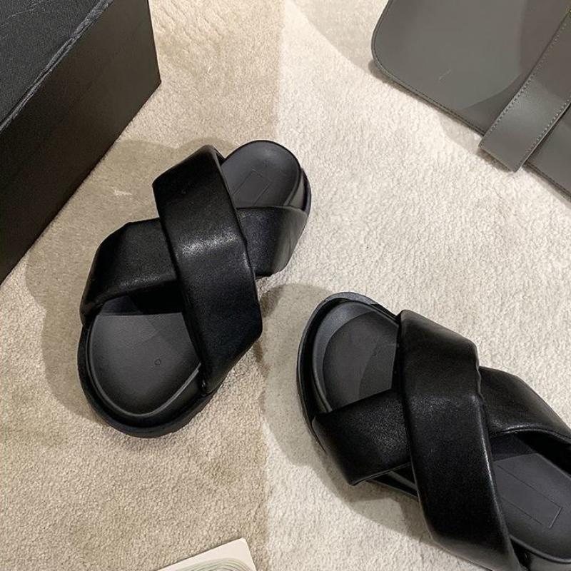 Summer Height Slides High Up To 5cm Heel Woman Slippers Off White Sandals Rubber Open Toe Shoes for Women 2024 Easy Wears Casual