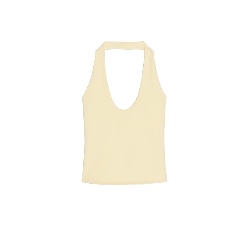 Summer New Product Women's Clothes French Style Design Hanging Collar Slim Fit Backless Basic All-Matching Tops 4424308