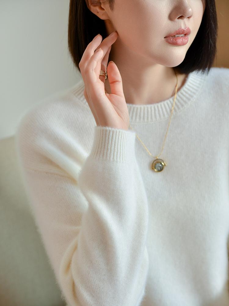 Women's Cashmere Sweater Qinghe Cashmere 30% Cashmere 70% Wool Autumn and Winter Cashmere Pullover Soft and Warm