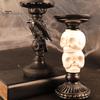 Vintage Gothic Table Centerpiece Halloween Candlestick Holder Decoration, Raven Skull Candle Holder, Spooky Decor for Home Taper Stand Tabletop