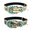 Elegant Western PU Belt Embossed Pattern Waistband Jeans Waiststrap Waist Decors Women Turquoises Buckle Waist Belt
