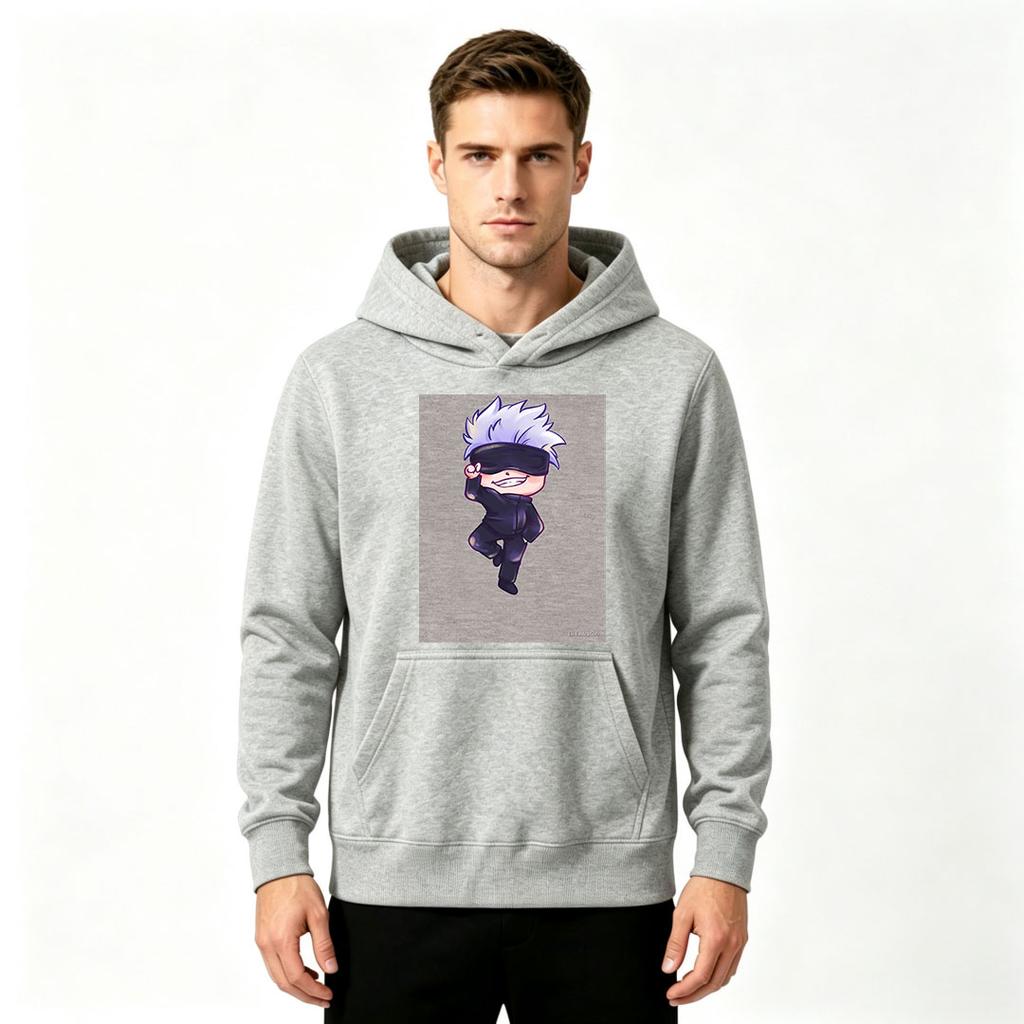 Men Chibi Anime Character Print Long Sleeve Pullover Hoodie Casual Loose Sweatshirt
