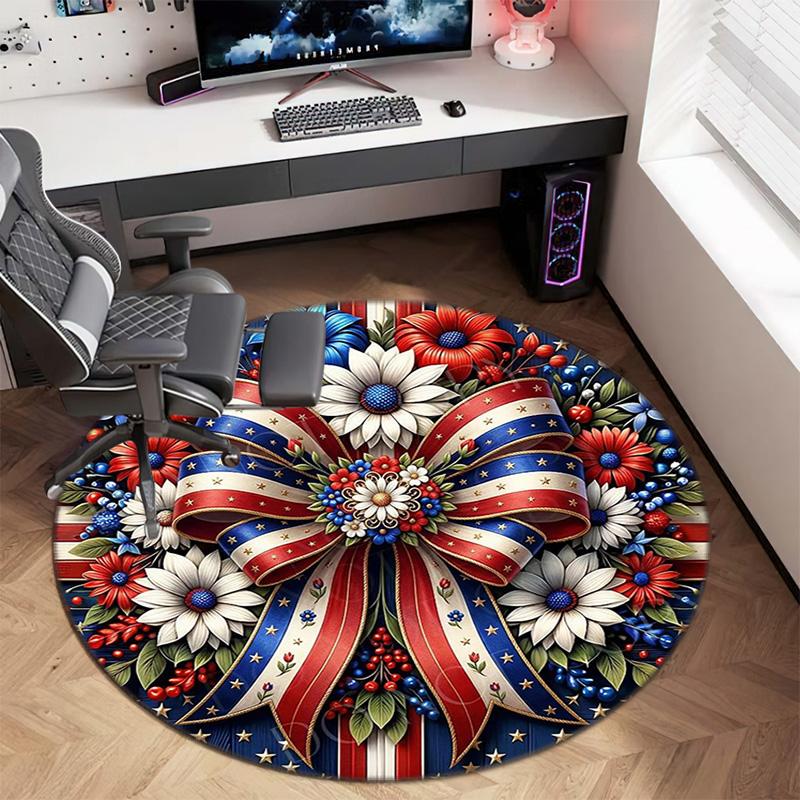 Cute Christmas Day Gift Bell Santa Claus Snowman Christmas Tree round rug Home Soft Decorative Anti slip Chair Mat Carpet Outdoor Floor Mat Carpet 11