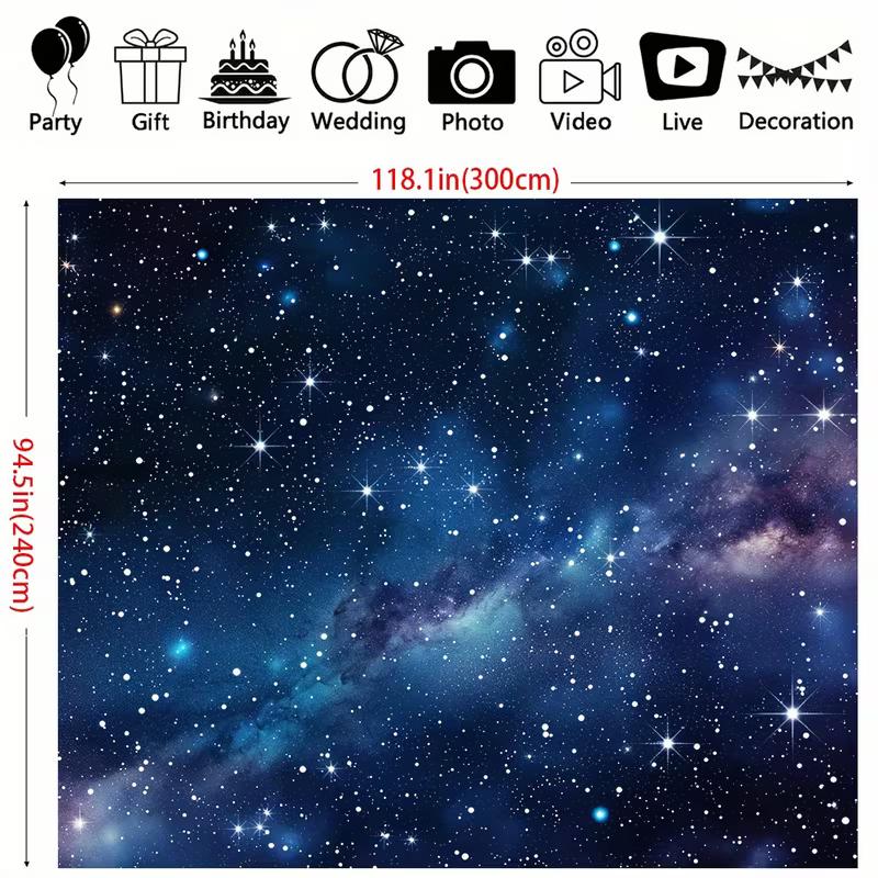 2D Starry Blue Galaxy Tapestry Nebula Print Wall Hanging Backdrop for Bedroom