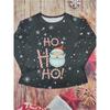2025 new Plus size women's Santa Claus print casual long sleeve round neck T-shirt