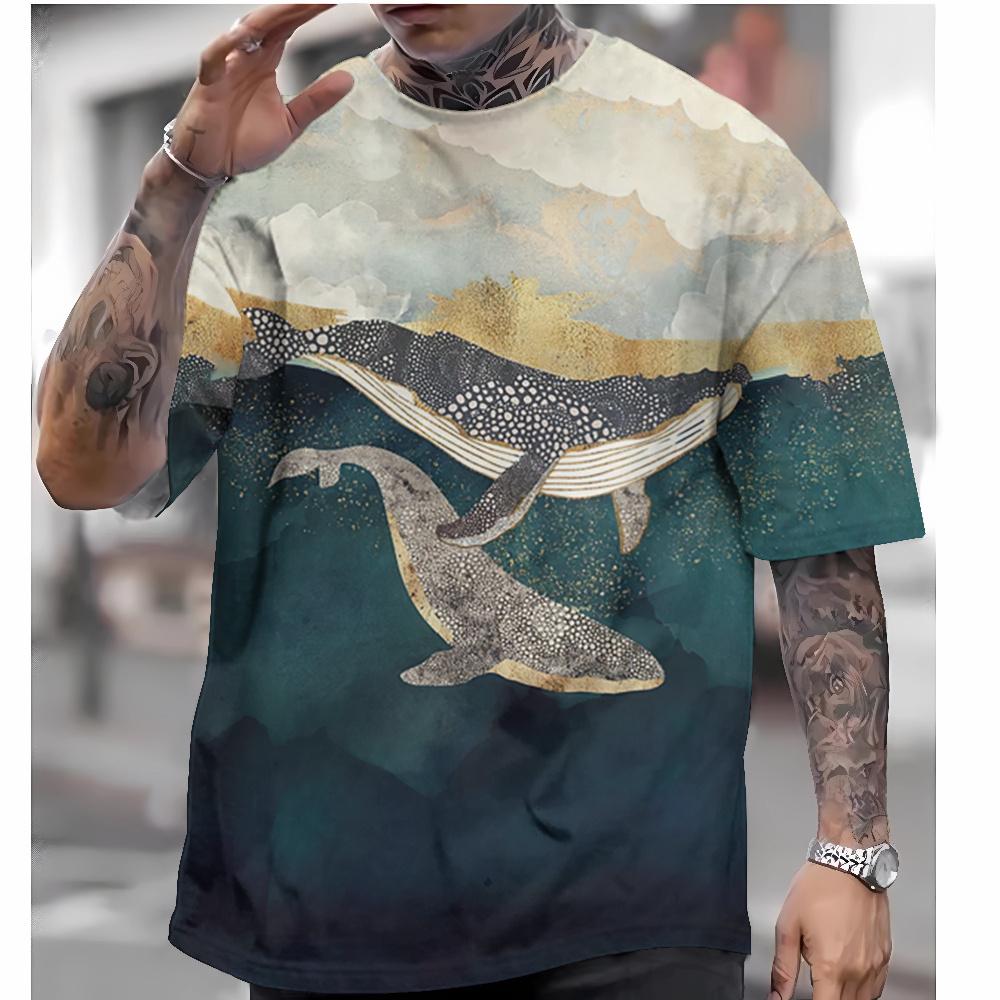 Men's T-shirt short-sleeved tops Japanese style Ukiyo-e clothing