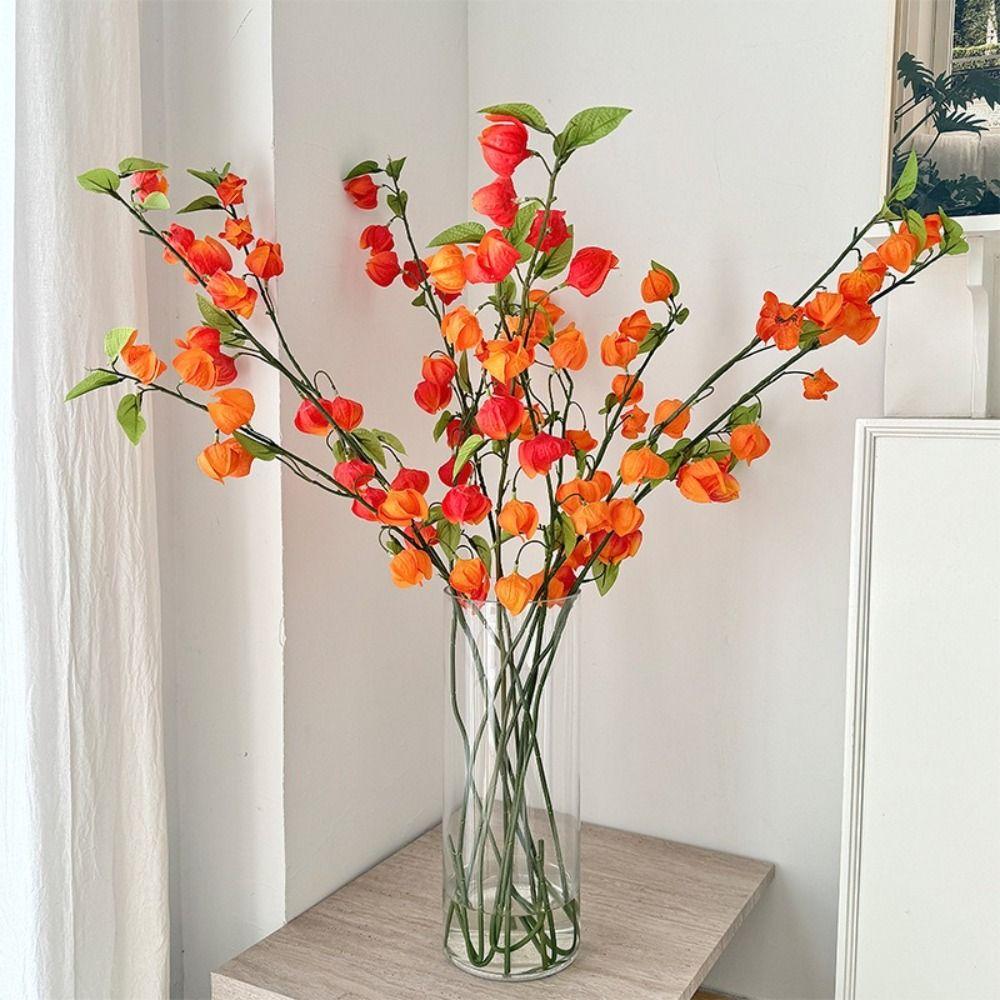 Orange Lantern Fruit Silk Cloth Sour Berry Lifelike Simulation Flower  Home Decoration
