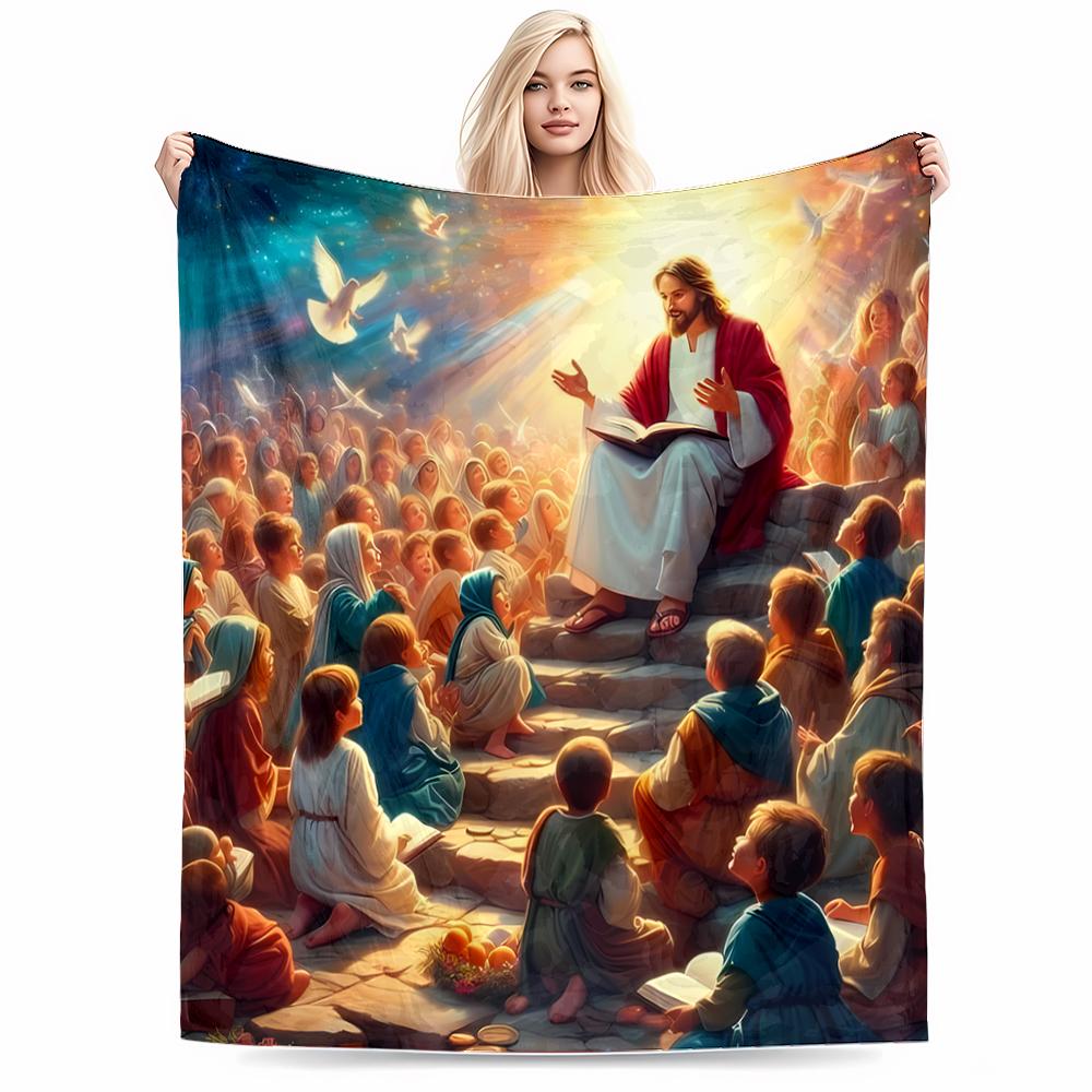Holy Gathering with Inspirational AuraFlannel blanket for bedroom, living room, sofa, and nap