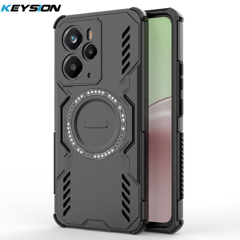 KEYSION Hollow Heat Dissipation Case for Realme 14 Pro+ 5G Magnetic Cooling Shockproof Phone Cover for OPPO Realme 14T 5G 14 5G