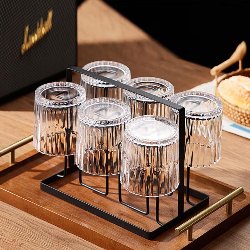 Zhuopu 300ml Vertical Ribbed Glass Beverage Cups - Set of 6