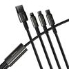 Kabel Usb 3W1 Baseus Tungsten Gold, Usb Do Micro Usb / Usb-C / Lightning, 3.5A, 1.5M (Czarny)