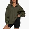New Winter Women's Sweatshirt Plus Velvet Top Loose Solid Color Pocketless Sweatshirt