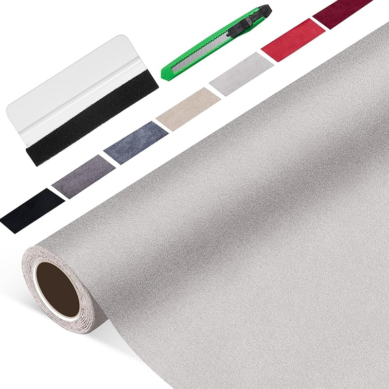 Suede Wrap for Car Interior 16" x 59" - Black Self Adhesive Suede Fabric, Easy Peel Suede Interior Wrap for Car & Home Decor