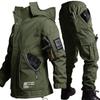 Conjunto de Jaqueta Impermeável de Outono e Inverno Jaqueta Soft Shell de Montanhismo Quente Conjunto de Montanhismo Macacão Resistente à Sujeira para Trabalho ao Ar Livre