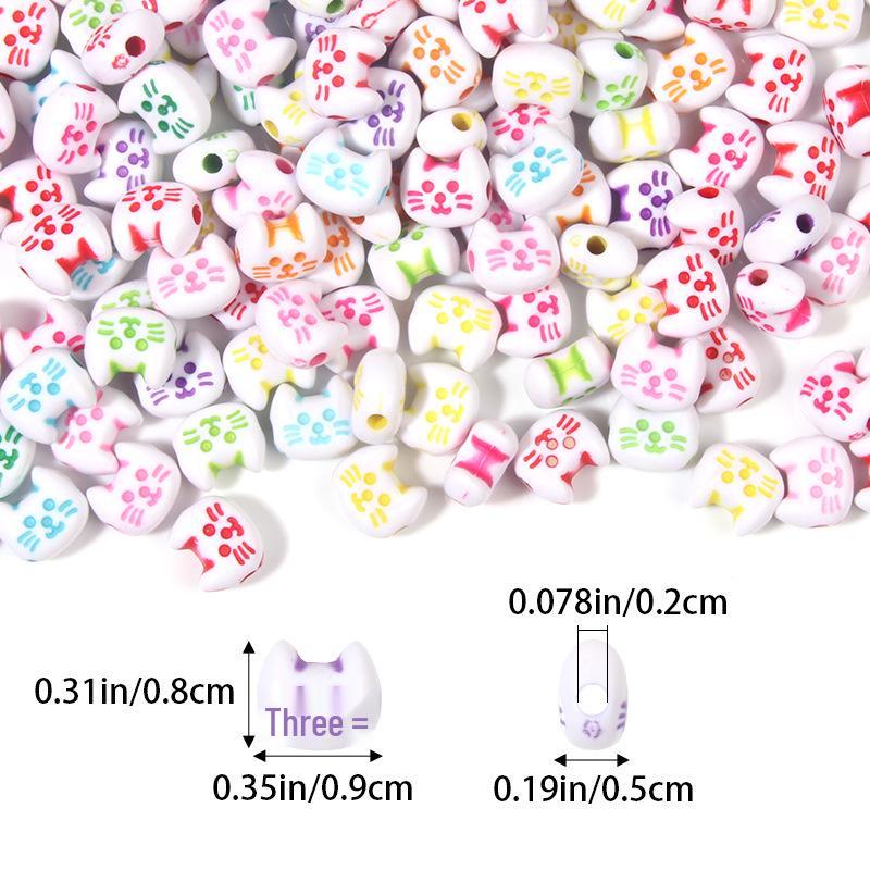 Colorful Cartoon Cat Beading DIY Phone Chain Spacer Beads Accessories   