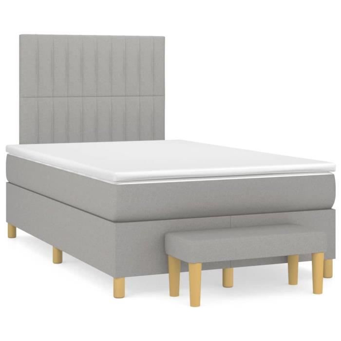 3137301 vidaXL Divan Bed with Mattress Light Grey 120x200cm Fabric