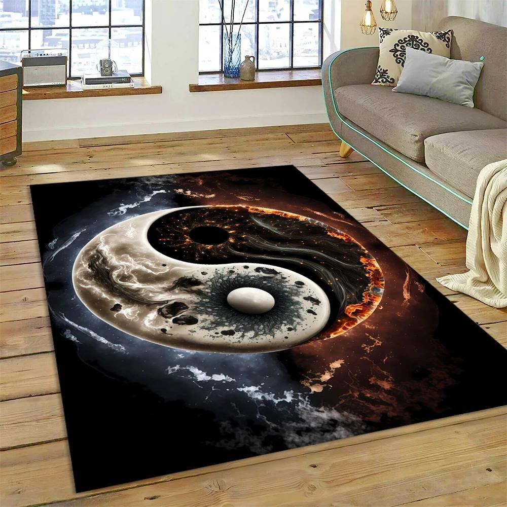 3D Naturalize Yin and Yang Chinese Tai Chi Carpet Rug for Home Living Room Bedroom Sofa Doormat Decor,Kids Area Rug Non-slip Mat