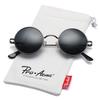 Pro Acme Retro Pequenos Óculos de Sol Polarizados Redondos para Homens e Mulheres John Lennon C5 Gunmetal Estilo S, Armação/Lente Preta,