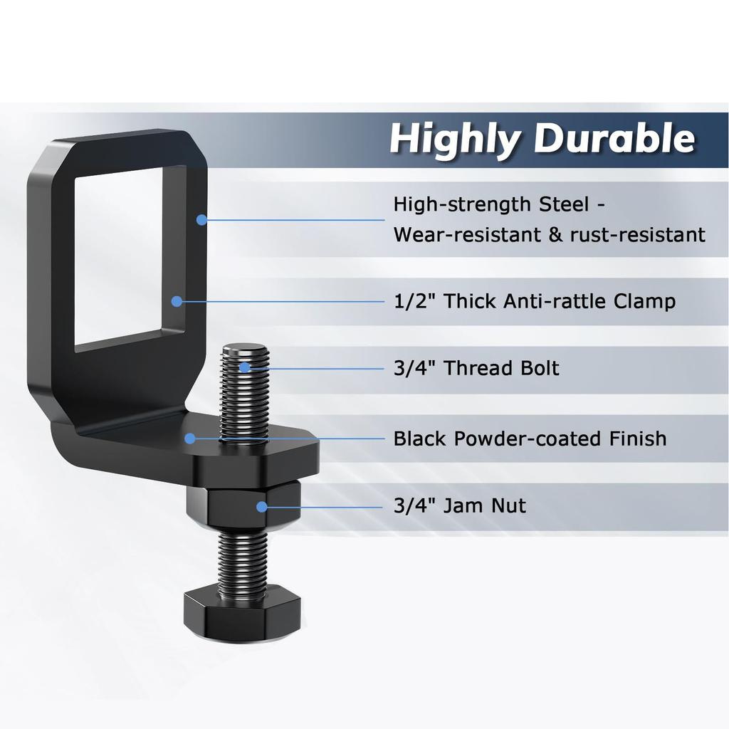 Anti Rattle Hitch Tightener 2 Inch 3/4in Thread Heavy Duty High Strength Synthetic Steel Powder Coating Trailer Hitch Stabilizer Glossy Black