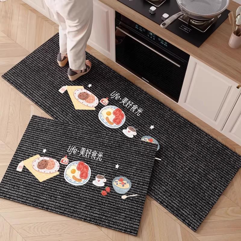 Cartoon Diatomaceous Earth Kitchen Mat: Water & Oil Absorbent, Quick-Drying, Dirt-Resistant, Non-Slip, Wear-Resistant Floor Pad.