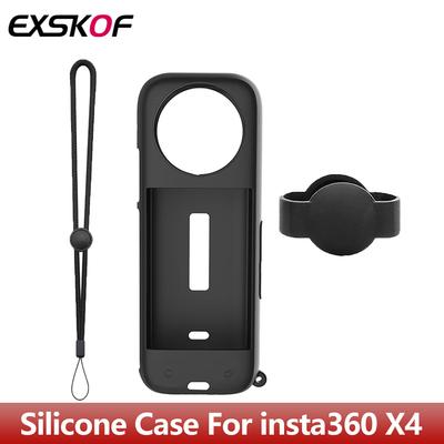 Capa protetora de silicone para Insta 360 X4 com tampa de lente, corda de pendurar, capa protetora macia para acessórios Insta360 X4