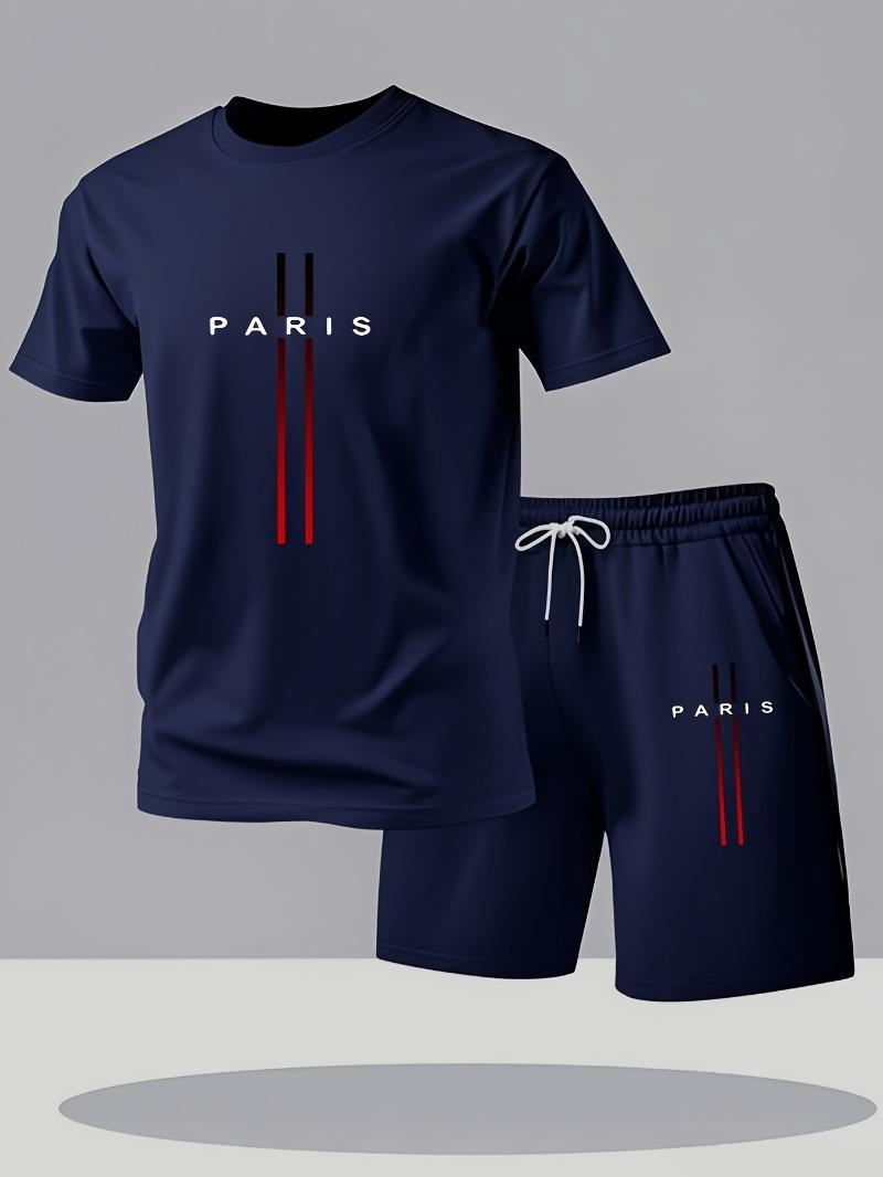 Men s Summer Suit Round Neck Short Sleeve Shorts S