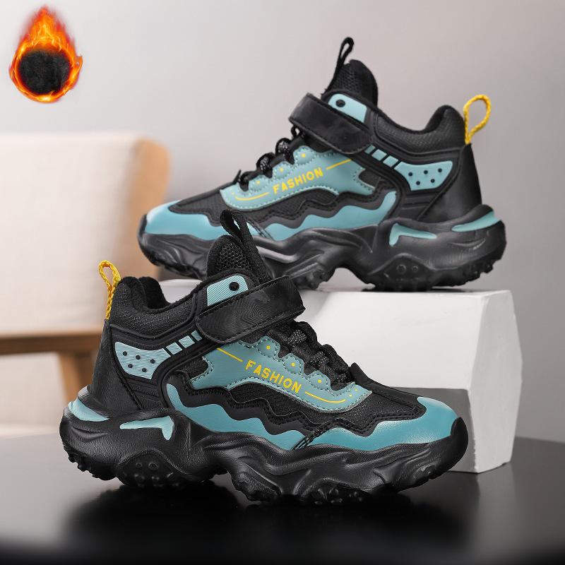 2025 Winter Velvet-Lined Kids' Sports Shoes: Warm, Soft, Casual Shoes for Boys and Girls