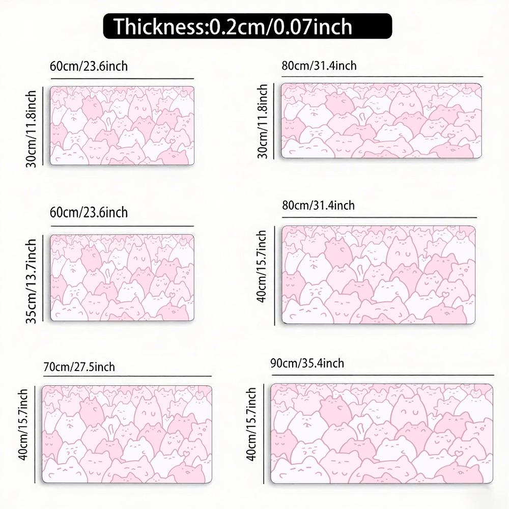 Cute Pink Cat Mouse Pad Large Size Rubber Base Antislip PC Desk Accessories Mousepad for Office  Gamer Keyboard Mats Decor Mat