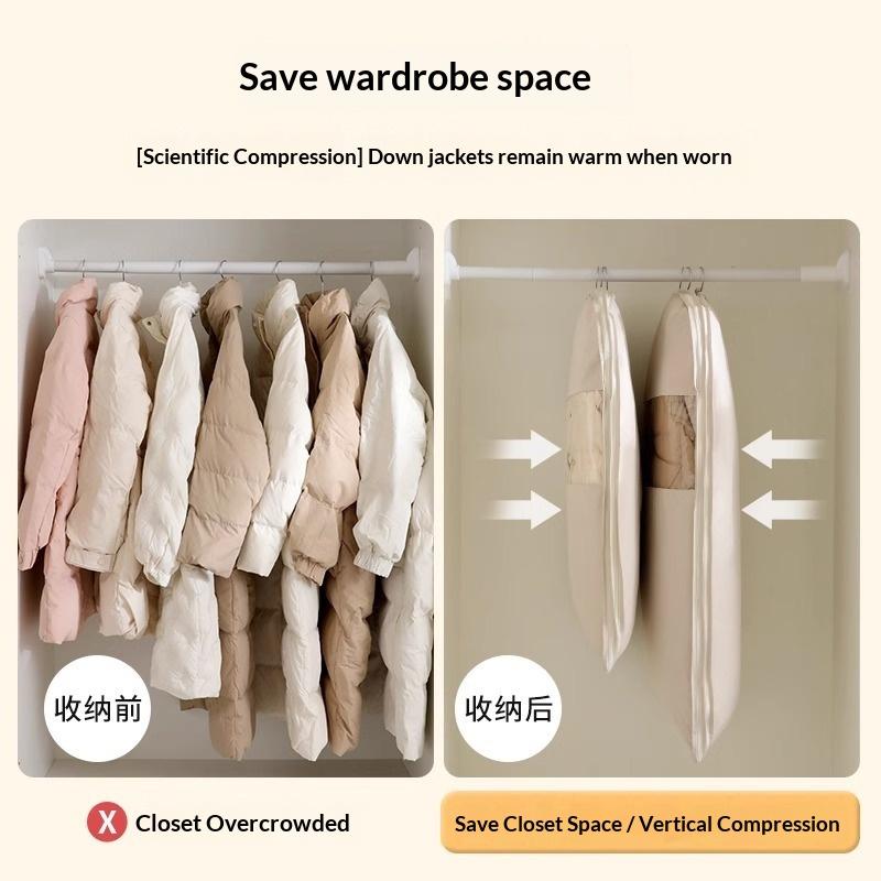 Down Jacket Compressed Storage Bag Hanging Organizer Dust Cover for Closet